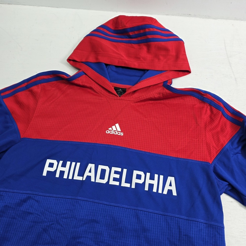 Adidas Philadelphia 76ers Hoodie Jersey Men's M Blue Red Pullover NBA Basketball - Picture 4 of 12